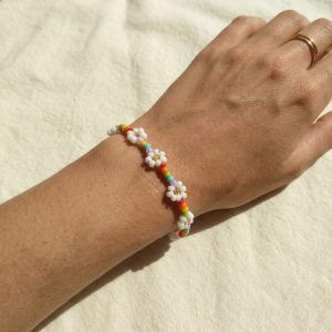Handmade Rainbow Daisy Bracelet